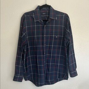 Gant Navy Plaid Button-Down Shirt Red & White Minimalist Business Patriotic